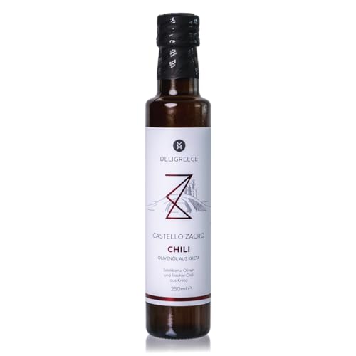 DELIGREECE - Castello Zacro Chili-Olivenöl | Kaltgepresstes Olivenöl mit frischen Chilis. Fruchtiges Olivenöl ohne Zusätze aus Kreta, perfekt zum Braten, Kochen und Backen | 250ml DELIGREECE - Castello Zacro Chili-Olivenöl | Kaltgepresstes Olivenöl mit frischen Chilis. Fruchtiges Olivenöl ohne Zusätze aus Kreta, perfekt zum Braten, Kochen und Backen | 250ml von Rannenberg & Friends