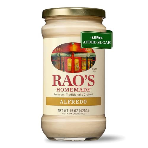 Rao's Homemade Alfredo Sauce, klassische 425 ml, cremige Pastasauce, hochwertige Mischung aus Parmesan und Romano-Käse, Sahne und Butter Rao's Homemade Alfredo Sauce, klassische 425 ml, cremige Pastasauce, hochwertige Mischung aus Parmesan und Romano-Käse, Sahne und Butter von Rao's