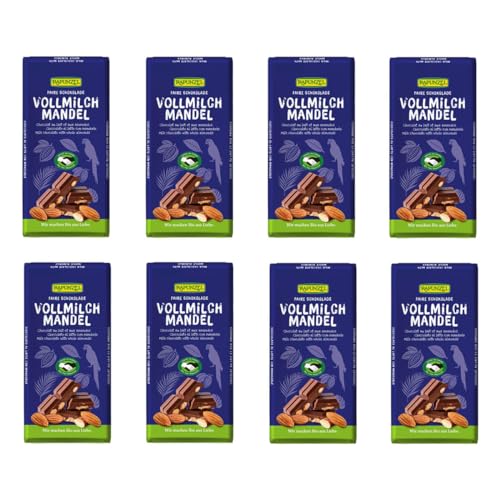 Rapunzel - Vollmilch Schokolade mit ganzen Mandeln 200g HIH - 200 g - 8er Pack von Rapunzel Naturkost