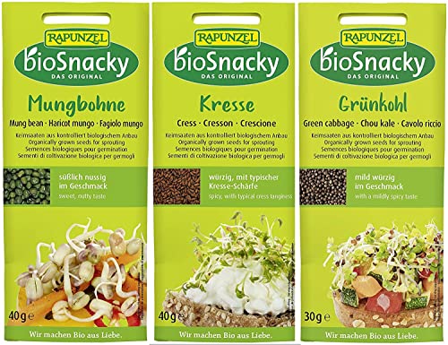 bioSnacky Sprossen-Mix | Grünkohl, Kresse, Mungobohne | Bio Keimsprossen von Rapunzel