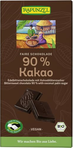 Bitterschokolade 90% Kakao mit Kokosblütenzucker von Rapunzel