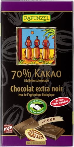 Rapunzel Bio Edelbitter Schokolade 70% Kakao mit Rapadura HIH (6 x 80 gr) von Rapunzel