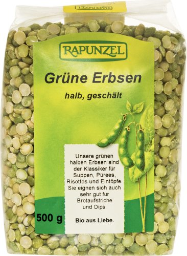 Erbsen grün, halb, geschält 2 x 500 gr von Rapunzel