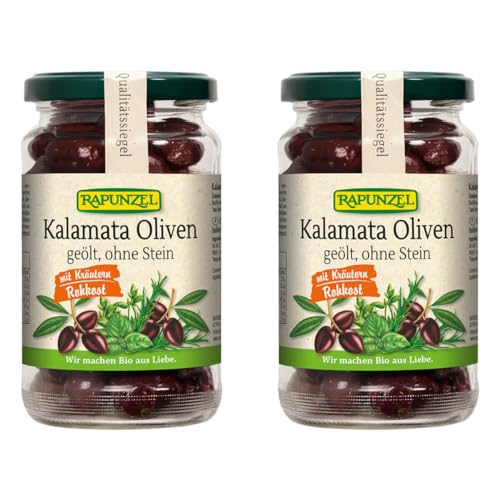 Rapunzel Bio Oliven Kalamata mit Kräutern, ohne Stein geölt (2 x 170 gr) von Rapunzel