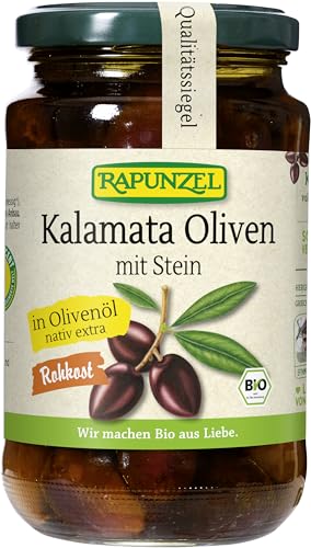 Rapunzel Bio Oliven Kalamata violett, mit Stein in Olivenöl (6 x 335 gr) von Rapunzel