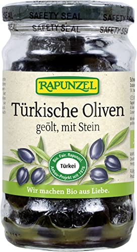 Rapunzel Schwarze Oliven mit Stein, geölt (185 g) - Bio von Rapunzel