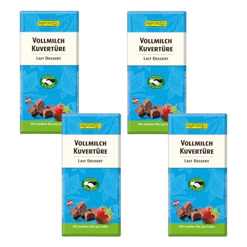 Rapunzel Vollmilch Kuvertüre HIH, 4er Pack (4 x 200 g) - Bio von Rapunzel