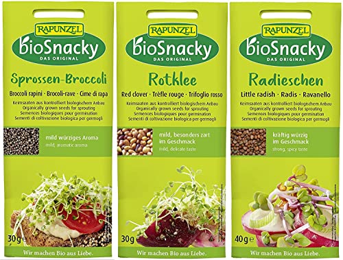 bioSnacky Sprossen-Mix | Sprossen-Broccoli, Rotklee, Radieschen | Bio Keimsprossen von Rapunzel