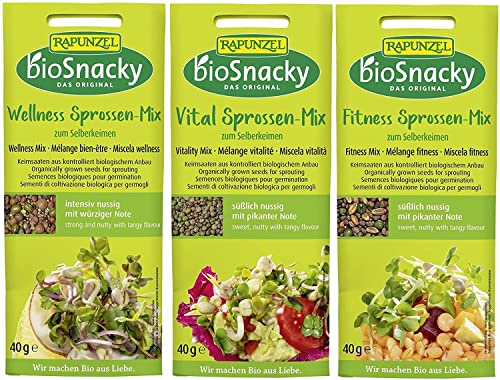 bioSnacky Sprossen-Mix | Wellness Sprossen, Vital Sprossen, Fitness Sprossen | Bio Keimsprossen zum Selberkeimen von Rapunzel