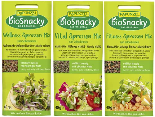 bioSnacky Sprossen-Mix | Wellness Sprossen, Vital Sprossen, Fitness Sprossen | Bio Keimsprossen zum Selberkeimen von Rapunzel