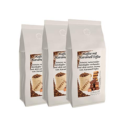 Aromakaffee - Aromatisierter Kaffee - Karamell - Spitzenkaffee - Sparpaket - Schonend + frisch geröstet (Karamell-Toffee, 3000 Gramm, Gemahlen) von Raritäten der Coffee & Tea Company