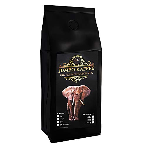 Jumbo Kaffee | Elefantenkaffee Maragogype (1000 g, Ganze Bohnen) - Die größten Bohnen der Welt, ohne Säure, extra mild von THE COFFEE & TEA COMPANY
