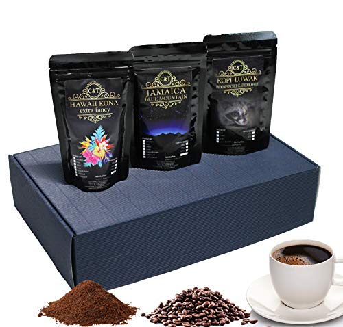 Edles und hochwertiges Kaffee Set -, Jamaika blue Mountain, Hawaii Kona ganze Bohne frisch geröstet von The Coffee and Tea Company
