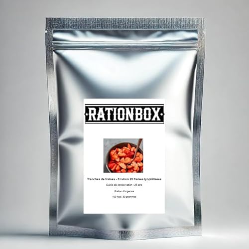 Erdbeerscheiben - Etwa 20 gefriergetrocknete Erdbeeren - Haltbarkeit: 25 Jahre - Notration von Rationbox