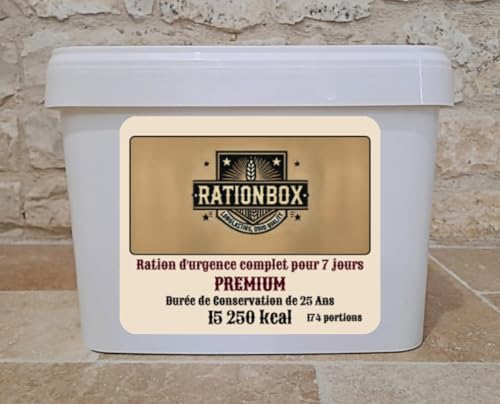 Premium Notfallverhältnis - 174 Portionen - Nahrungsmittel-Set für 7 Tage, gefriergetrocknete Mahlzeit - Rationbox Premium Notfallverhältnis - 174 Portionen - Nahrungsmittel-Set für 7 Tage, gefriergetrocknete Mahlzeit - Rationbox von Rationbox