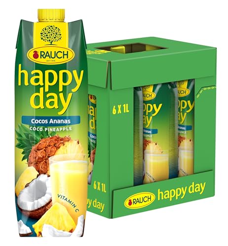 Rauch Happy Day Cocos-Ananas | eine Geschmacksreise in die Karibik | Fruchtsaft aus Ananas und Kokosnusswasser | 6x 1l Tetra Prisma von Happy Day