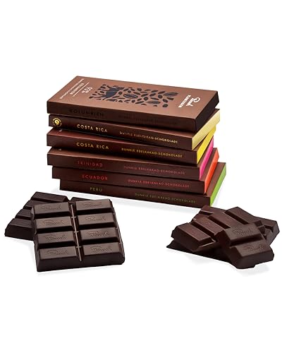 Rausch Edelkakao Schokolade Set, 6 Tafeln dunkle Schokolade – Schokolade Geschenk mit tropisch fruchtiger Note – vegane Zartbitter Schokolade von Rausch