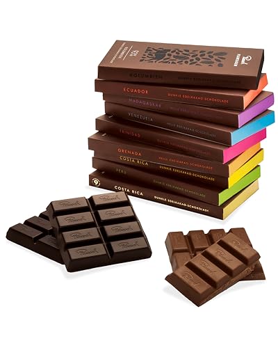 Rausch Edelkakao Schokolade Set, 9 Tafeln helle und dunkle Schokolade – Schokolade Geschenk – vegane Zartbitter Schokolade und Vollmilchschokolade von Rausch