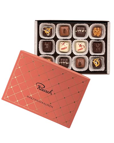 Rausch Marzipan Pralinen 12 Stück – fein abgestimmtes Marzipan umhüllt von zartschmelzender Bitter-, Vollmilch- und weißer Schokolade – Schön als Geschenk Rausch Marzipan Pralinen 12 Stück – fein abgestimmtes Marzipan umhüllt von zartschmelzender Bitter-, Vollmilch- und weißer Schokolade – Schön als Geschenk von Rausch