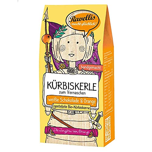 Ravellis Kürbiskerne in weißer Schokolade mit Orange (80 g) - Bio, Menge:12 Stück von Ravellis