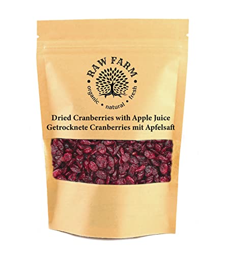 1 kg Getrocknete Cranberries, Gesüßt mit Apfelsaft, ohne Zuckerzusatz von Raw Farm Organic Natural Fresh