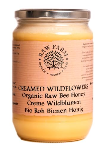 900 g Bio Creme Wildblumen Kräuter Bienen Honig von Raw Farm Organic Natural Fresh