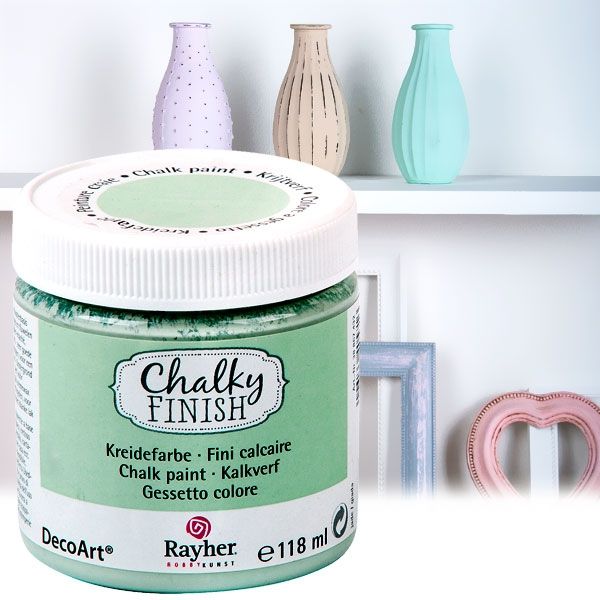Chalky Finish Kreidefarbe Jade, samtartige Optik, 118ml, vielseitig einsetzbar von Rayher Hobby GmbH