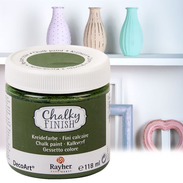 Chalky Finish Kreidefarbe Olive, samtartige Optik, 118ml, vielseitig einsetzbar von Rayher Hobby GmbH