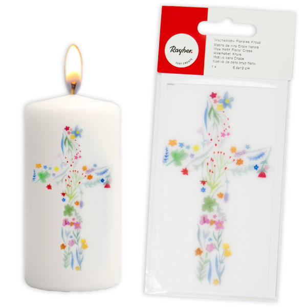Wachs-Motiv Kreuz, florales Design, 12cm x 6,5cm von Rayher Hobby GmbH
