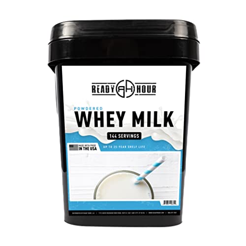 Ready Hour, Bulk-Pulvermilch, echte unverderbliche Molke, 25 Jahre Haltbarkeit, tragbare Notfall- und Abenteuerlebensmittel, langlebiger, hochwassersicherer Behälter, 144 Portionen Ready Hour, Bulk-Pulvermilch, echte unverderbliche Molke, 25 Jahre Haltbarkeit, tragbare Notfall- und Abenteuerlebensmittel, langlebiger, hochwassersicherer Behälter, 144 Portionen von Ready Hour