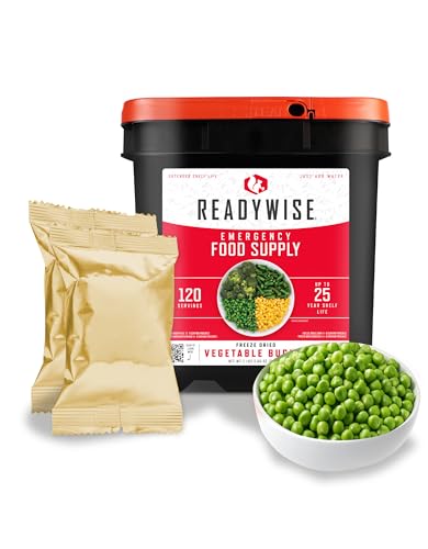 ReadyWise, 120 Portionen, Notration, Gemischte Gemüse Eimer, Brokkoli, Erbsen, Grüne Bohnen und Mais, Gefriergetrocknet, Langlebige Lebensmittelversorgung, Bis Zu 25 Jahre Haltbarkeit, Notfallnahrung ReadyWise, 120 Portionen, Notration, Gemischte Gemüse Eimer, Brokkoli, Erbsen, Grüne Bohnen und Mais, Gefriergetrocknet, Langlebige Lebensmittelversorgung, Bis Zu 25 Jahre Haltbarkeit, Notfallnahrung von ReadyWise