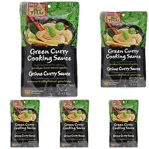 Real Thai Grüne Curry Sauce (1 x 250 ml) (Packung mit 5) von Real Thai