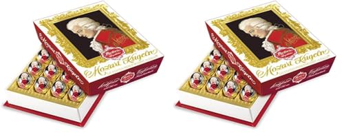 Reber, Mozart-Kugeln Barock, 40er Packung, Mozart-Kugeln aus Zartbitter-Schokolade, Gefüllt mit Pistazien-Marzipan, Mandeln und Haselnuss-Nougat, 400g (20 Mozart-Kugeln) von Reber