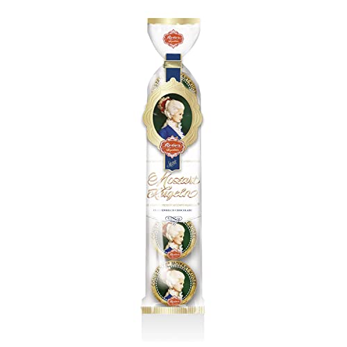 Reber, Constanze Mozart-Kugeln, 12er Tüte, Mozart-Kugeln aus Alpenmilch Schokolade, Gefüllt mit Pistazien, Marzipan, Mandeln, Haselnuss-Nougat, 100g (5 Constanze Mozart-Kugeln) von Reber