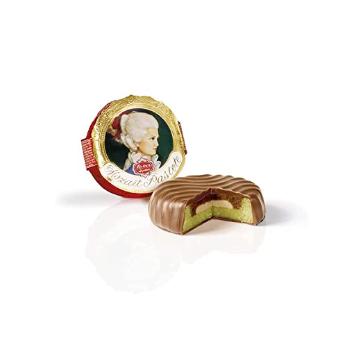 Reber Constanze Mozart-Pastete, Alpenmilch-Schokolade, Honig-Sahne-Trüffel, Nougat, Pistazienmarzipan, 9 Stück von Reber