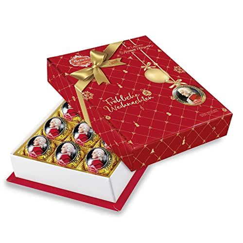 Reber Echte Reber Mozart-Kugeln, Weihnachts-Edition, Pralinen aus Zartbitter-Schokolade, Marzipan, Nougat, Ideales Weihnachtspräsent, 12er-Packung von Reber