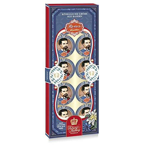 Reber König-Ludwig-Kugeln – 10er Packung – Zartbitter- und Alpenmilch-Schokolade, Orangenmarzipan und Haselnuss-Nougat Reber König-Ludwig-Kugeln – 10er Packung – Zartbitter- und Alpenmilch-Schokolade, Orangenmarzipan und Haselnuss-Nougat von Reber