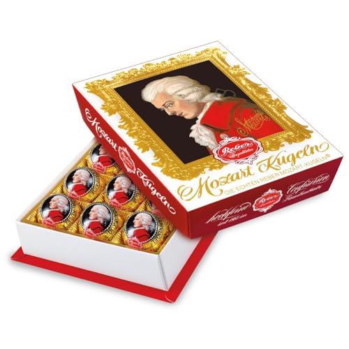 Reber, Mozart-Kugeln Barock, 12er Packung, Mozart-Kugeln aus Zartbitter-Schokolade, Gefüllt mit Pistazien-Marzipan, Mandeln und Haselnuss-Nougat, 240g (12 Mozart-Kugeln) Reber, Mozart-Kugeln Barock, 12er Packung, Mozart-Kugeln aus Zartbitter-Schokolade, Gefüllt mit Pistazien-Marzipan, Mandeln und Haselnuss-Nougat, 240g (12 Mozart-Kugeln) von Reber