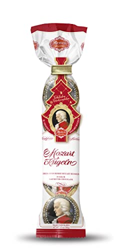 Reber Mozart-Kugeln – 5 x 5er Confiserie-Tüte in der Weihnachts-Edition – Echte Reber Mozart-Kugeln aus Zartbitter-Schokolade, Marzipan und Nougat von Reber