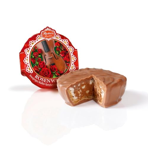 Reber Rosenwalzer-Törtchen, Alpenmilch-Schokolade, Haselnuss-Nougat, Waffel, Tolles Geschenk, 1 x 30 g von Reber