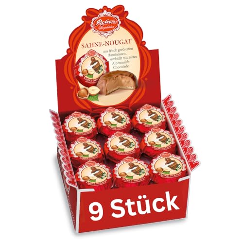 Reber Sahne-Nougat Schokolade Pastete, Aus frisch gerösteten Haselnüssen, Umhüllt mit zarter Alpemilch-Schokolade, 342g (9 Stück) Reber Sahne-Nougat Schokolade Pastete, Aus frisch gerösteten Haselnüssen, Umhüllt mit zarter Alpemilch-Schokolade, 342g (9 Stück) von Reber
