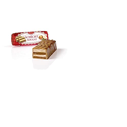 Reber Schicht Nougat Schokolade Pastete, Feinster Schicht-Nougat aus frisch gerösteten Haselnüssen, mit Sahne verfeinert und zarter Alpenmilch-Schokolade veredelt, 48g (1 Stück) von Reber