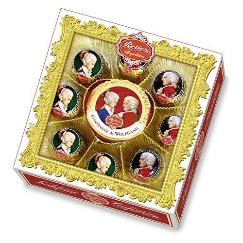 Reber Wolfgang & Constanze Mozart, Mozart-Kugeln, Pastete und Pralinen, Zartbitter- und Alpenmilch-Schokolade, Marzipan, Nougat, Tolles Geschenk, 9er-Packung Reber Wolfgang & Constanze Mozart, Mozart-Kugeln, Pastete und Pralinen, Zartbitter- und Alpenmilch-Schokolade, Marzipan, Nougat, Tolles Geschenk, 9er-Packung von Reber