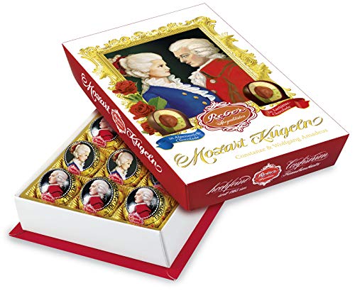 Reber Wolfgang & Constanze Mozart-Kugeln Barock, 15er Packung, Mozart-Kugeln aus Zartbitter- Alpenmilch-Schokolade, Gefüllt mit Pistazien, Marzipan, Mandeln, Haselnuss-Nougat, 300g (15 Mozart-Kugeln) Reber Wolfgang & Constanze Mozart-Kugeln Barock, 15er Packung, Mozart-Kugeln aus Zartbitter- Alpenmilch-Schokolade, Gefüllt mit Pistazien, Marzipan, Mandeln, Haselnuss-Nougat, 300g (15 Mozart-Kugeln) von Reber