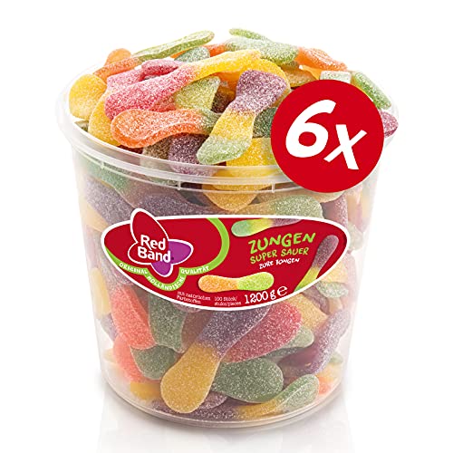 Red Band Zungen Super Sauer - Großpackung: 6 x 1,2 kg - Fruchtgummi - Ein Sauer-Süßes Weingummi-Erlebnis mit Suchtfaktor - Holländische Qualität - Süßigkeiten von Red Band