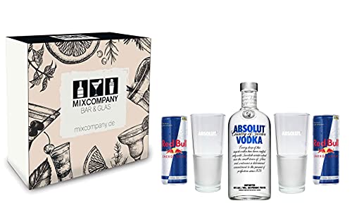 Absolut Vodka Red Bull Geschenk Set ? Absolut Vodka (40% Vol) 0,7l 700ml + 2 Absolut Gläser + 2 Red Bull 250ml - Inkl. Pfand EINWEG von Red Bull-Red Bull