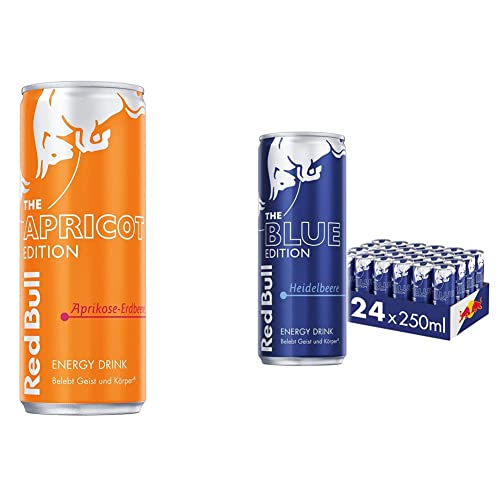 Set: Red Bull Energy Drink Apricot Edition, EINWEG (24 x 250 ml) & Red Bull Energy Drink Blue Edition, EINWEG (24 x 250 ml) von Red Bull