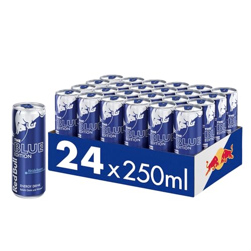 Red Bull Energy Drink Blue Edition - 24er Palette Dosen - Getränke mit Heidelbeere-Geschmack, EINWEG (24 x 250 ml) von Red Bull