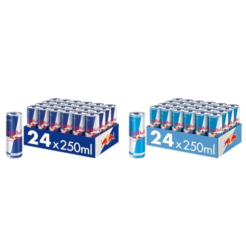 Set: Red Bull Energy Drink Dosen Getränke 24er Palette, EINWEG (24 x 250 ml) & Energy Drink Sugarfree Dosen Getränke Zuckerfrei 24er Palette, EINWEG (24 x 250 ml) von Red Bull