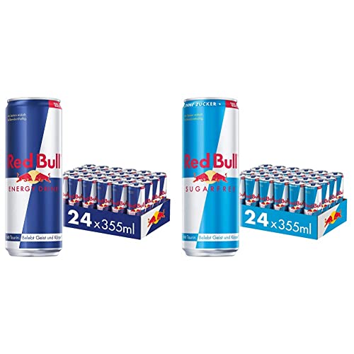 Red Bull Energy Drink Getränke, 24 x 355ml (EINWEG) & Energy Drink Sugarfree - 24er Palette Dosen - Getränke ohne Zucker und kalorienarm, EINWEG (24 x 355 ml) von Red Bull